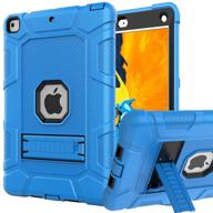 ipad mini 5/4 case: shockproof hybrid armor cover with built-in kickstand - blue & black logo