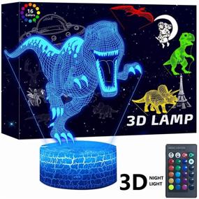 img 2 attached to 4 Pack 3D Dinosaur Night Light Set, DDD LAMP LED Illusion Lamp with 16 Color Change & Remote Control - Perfect Lighting for Bedroom, Living Room, Children, Boys, Girls - Ideal for Christmas 7378