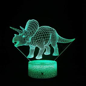 img 1 attached to 4 Pack 3D Dinosaur Night Light Set, DDD LAMP LED Illusion Lamp with 16 Color Change & Remote Control - Perfect Lighting for Bedroom, Living Room, Children, Boys, Girls - Ideal for Christmas 7378