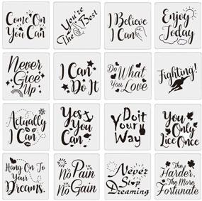 img 4 attached to 16PCS Inspirational Quote Stencils for Painting on Wood - Reusable Motivational Templates for Home Decor. Ideal for Wall, Floor, Window, Glass & Word Art Works.