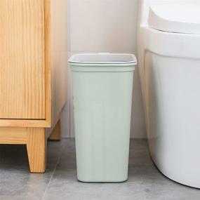 img 2 attached to Small Plastic Rectangular Waste Basket with Handles - 10L / 2.6 Gallon Capacity for Kitchen, Home Office, Living Room, Narrow Spaces - Shatter-Resistant Mint Green Trash Can