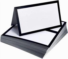 img 4 attached to 🏷️ Versatile Tented Place Cards - 50 Pack - Perfect for Weddings, Buffets, Banquets, and Cocktail Parties - Made of Durable 14pt Matte Card Stock