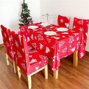 img 3 attached to 🎄 Christmas Chair Covers, Set of 4 Stretch Spandex Dining Room Chair Slipcovers with Christmas Tree Pattern - Ideal Chair Protectors for Kitchen, Ceremony, Banquet, and Party