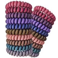 🌀 colorful spiral hair ties: 20 pcs no crease elastic coil and matte phone cord accessories for women and girls (color 2) logo