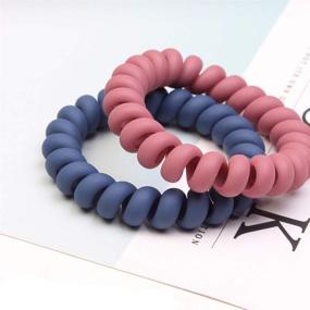 img 2 attached to 🌀 Colorful Spiral Hair Ties: 20 Pcs No Crease Elastic Coil and Matte Phone Cord Accessories for Women and Girls (Color 2)