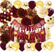 🍷 fall bridal shower decorations: elegant wine burgundy champagne gold accents - tissue pom poms, balloons, bride-to-be banner - perfect for engagement, bachelorette party & burgundy fall wedding decorations logo