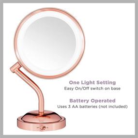 img 3 attached to 💄 Conair Reflections Double-Sided LED Lighted Vanity Makeup Mirror, 1x/5x Magnification, Rose Gold – Enhance your Beauty Routine