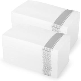 img 4 attached to 🎉 [100 Pack] Silver Design Disposable Cloth-Feel Guest Towels Dinner Napkins - Elegant, Soft, Absorbent, High-Quality Bathroom Paper Hand Towels for Wedding, Party
