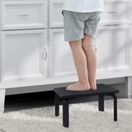 🪜 versatile houchics wooden step stool for kid's potty training, nursery, kitchen & toilet - sturdy 210 lbs capability with safety non-slip mats - children & adults (black) logo