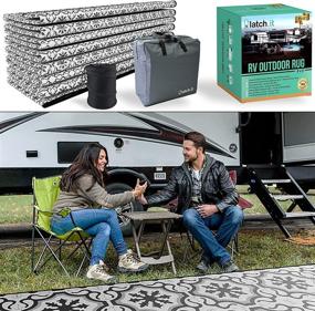 img 4 attached to 🏞️ LATCH.IT RV Outdoor Rugs 9x12: Reversible Mat for Camping & RV Patios + Bonus Portable Trash Can!