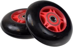 img 1 attached to 76mm Caster Wheels (Pair) with Black Wheel and Red Hub for Enhanced Performance on Razor Crazy Cart, Ripstik, FlashRider 360, RipRider 360, & PowerRider 360