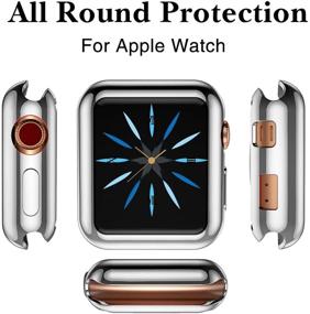 img 1 attached to 📱 GEAK 3 Pack Apple Watch Case 38mm: HD Screen Protector + Anti-Fall Bumper - Series 3/2/1 38mm Black/Silver/Rose Gold