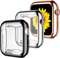 📱 geak 3 pack apple watch case 38mm: hd screen protector + anti-fall bumper - series 3/2/1 38mm black/silver/rose gold logo