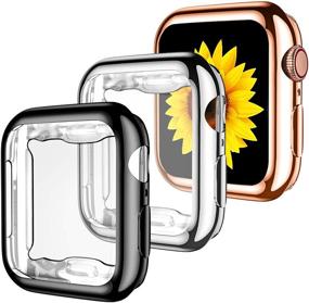 img 4 attached to 📱 GEAK 3 Pack Apple Watch Case 38mm: HD Screen Protector + Anti-Fall Bumper - Series 3/2/1 38mm Black/Silver/Rose Gold