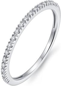 img 4 attached to 💍 HAFEEZ CENTER Riviera Petite 1.5mm Micropave Simulated Diamond Moissanite Half Eternity Wedding Band Ring: Exquisite Sparkle for Unforgettable Weddings