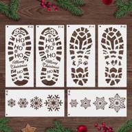 🦌 mocoosy christmas santa footprint snowflake stencil: creative wood painting stencils for festive santa footstep xmas decorations logo