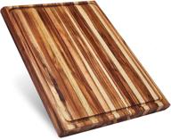 🪵 sonder los angeles xxl thick teak wood cutting board: premium 23x17x1.5 in board with juice groove - large size, ideal gift box included logo