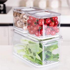 img 4 attached to 🍏 iPEGTOP Fridge Produce Saver Food Storage Bin Containers - Stackable Refrigerator Freezer Organizer Fresh Keeper Container with Vented Lids, Set of 3