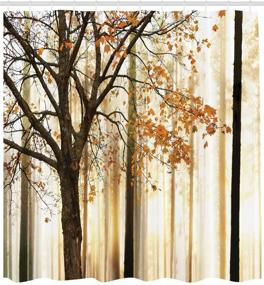 img 3 attached to 🍂 Ambesonne Autumn Shower Curtain - Lonely Tree Leaves Print on Abstract Woodland Background - Cloth Fabric Bathroom Decor Set with Hooks - 70" Long - Orange Brown