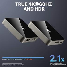 img 2 attached to 💻 HDMI Splitter 4K60Hz: Split 1 HDMI Port to 2 HDMI Displays for Dual Monitor Setups, 18Gbps HDCP 2.2 3D RGB 4:4:4, Tempered Glass & Zinc Housing