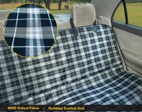 img 3 attached to 🐶 Coohom Dog Car Seat Covers: Waterproof, Scratch Proof, Non-slip Pet Back Seat Protector - Scottish Grid Pattern Hammock Convertible for Cars, Trucks, and SUVs (Dark Blue)