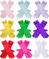 girls satin bowknot princess gloves - 9 pair set for kids party, wedding, formal pageant - ages 3t to 8 years - color 3 - small size logo