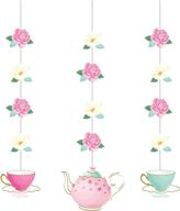 🌸 floral tea party hanging decorations by creative converting - set of 3, 32" in multi colors logo