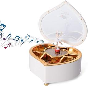 img 4 attached to White Heart-Shaped Ballerina Music Jewelry Box with Rotating Removable Magnetic Dancing Figurine Trinket - Stylish Gift for Birthdays, Fashionable Women - Shop LC