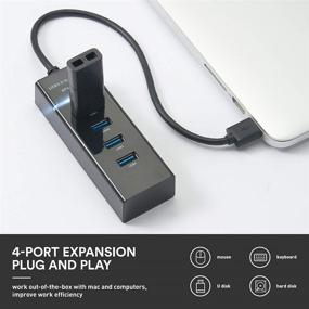 img 3 attached to 🔌 Ultra Slim 4-Port USB 3.0 Hub Adapter with 9.8'' Extended Cable and LED Indicator - Compatible with MacBook, Mac mini, iPad, PC, PS4, PS5, Flash Drive, and Mobile HDD