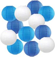 🏮 8-inch blue and white chinese/japanese paper lanterns – round ball hanging decorations for home party, birthday, and wedding logo