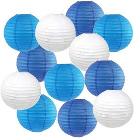 img 4 attached to 🏮 8-inch Blue and White Chinese/Japanese Paper Lanterns – Round Ball Hanging Decorations for Home Party, Birthday, and Wedding