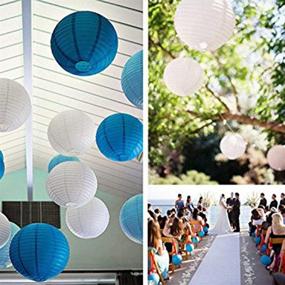 img 2 attached to 🏮 8-inch Blue and White Chinese/Japanese Paper Lanterns – Round Ball Hanging Decorations for Home Party, Birthday, and Wedding