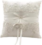 💍 ivory wedding ring pillow with lace flower, 8.2 inch (21cmx 21cm) - perfect for beach wedding ceremony logo