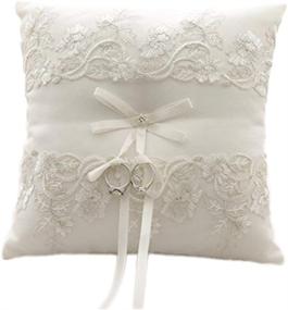 img 4 attached to 💍 Ivory Wedding Ring Pillow with Lace Flower, 8.2 Inch (21cmx 21cm) - Perfect for Beach Wedding Ceremony