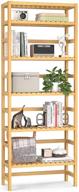 📚 6-tier bamboo adjustable bookshelf - homykic bookcase organizer for living room, study, kitchen, bedroom, balcony, office, bathroom - free standing storage unit, natural logo