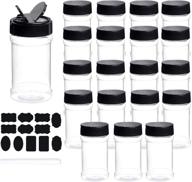 🍶 20pcs 7oz clear plastic spice container jars with lids & labels for kitchen storage of spice powders, dry goods, peanut butter - bpa free, dabacc logo