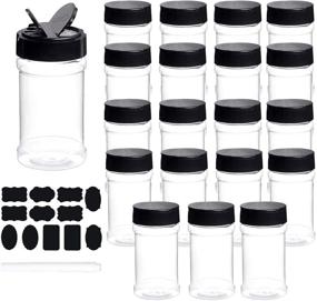 img 4 attached to 🍶 20Pcs 7oz Clear Plastic Spice Container Jars with Lids & Labels for Kitchen Storage of Spice Powders, Dry Goods, Peanut Butter - BPA Free, Dabacc