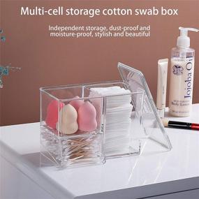 img 1 attached to 🔄 Organize and Store with LENNXIER Round Cotton Pads Holder: Acrylic Crystal Clear 4-Grid Q-tip and Cotton Ball Container