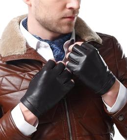 img 4 attached to 🧤 Feel the Finest with NappaNovum Classic Fingerless Italian Leather Gloves