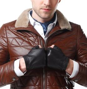 img 2 attached to 🧤 Feel the Finest with NappaNovum Classic Fingerless Italian Leather Gloves