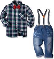 👔 charming little boys formal clothes: toddler gentleman long sleeve red suspenders jeans pants set - shop boys' clothing logo