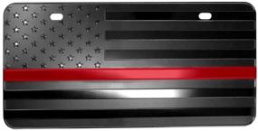 img 2 attached to Bparts USA American Black Flag Metal Stamped Embossed License Plate 2 Hole (12&#34