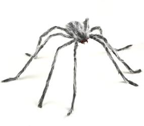 img 4 attached to 🕷️ Sattiyrch 2 Pack Halloween Giant Spider - 4.9 Ft Scary Fake Grey Hairy Spider with Red Mouth - Perfect for Outdoor and Indoor Parties