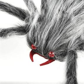 img 1 attached to 🕷️ Sattiyrch 2 Pack Halloween Giant Spider - 4.9 Ft Scary Fake Grey Hairy Spider with Red Mouth - Perfect for Outdoor and Indoor Parties