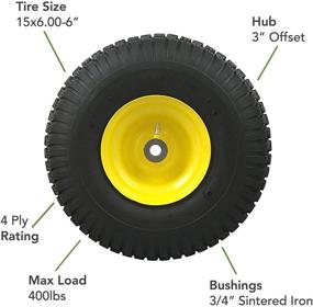 img 2 attached to John Deere Riding Mower Front Tire 🚜 Assembly - MARASTAR 15x6.00-6, Turf Saver Tread Replacement