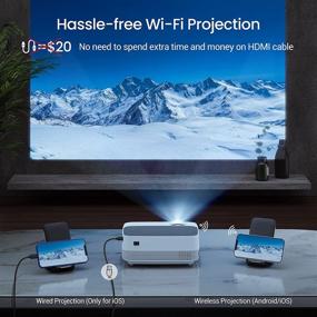 img 2 attached to 📽️ WiFi Projector, 1080p HD Mini Projector with Cellular Phone Screen Sync, 6500L Movie Projector Compatible with TV Stick, PS4/5, HDMI, USB, AV, SD, Laptop - Upgraded 2021