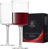 🍷 red wine glasses set - square white wine glasses, 14 ounce crystal glass set with modern cylindrical design, large goblets for wine drinking - great gift packaging included логотип