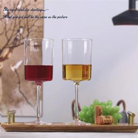 img 2 attached to 🍷 Red Wine Glasses Set - Square White Wine Glasses, 14 Ounce Crystal Glass Set with Modern Cylindrical Design, Large Goblets for Wine Drinking - Great Gift Packaging Included