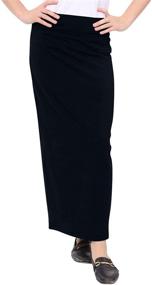 img 4 attached to Stylish and Modest Kosher Casual Women's Cotton Stretch Maxi Pencil Skirt: Perfect blend of comfort and elegance!