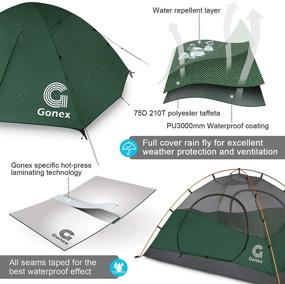 img 2 attached to 🏕️ Gonex Camping Tent: Windproof, Waterproof Dome Tent for 2/4 People | Ideal for Camping, Hiking, Backpacking & Mountaineering | Set Up Effortlessly in 3 Seasons